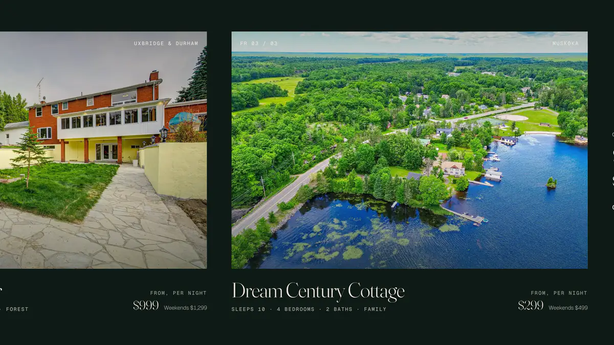 Dream Cottage Crew homepage reel of its three houses, built by Binevi Corporation