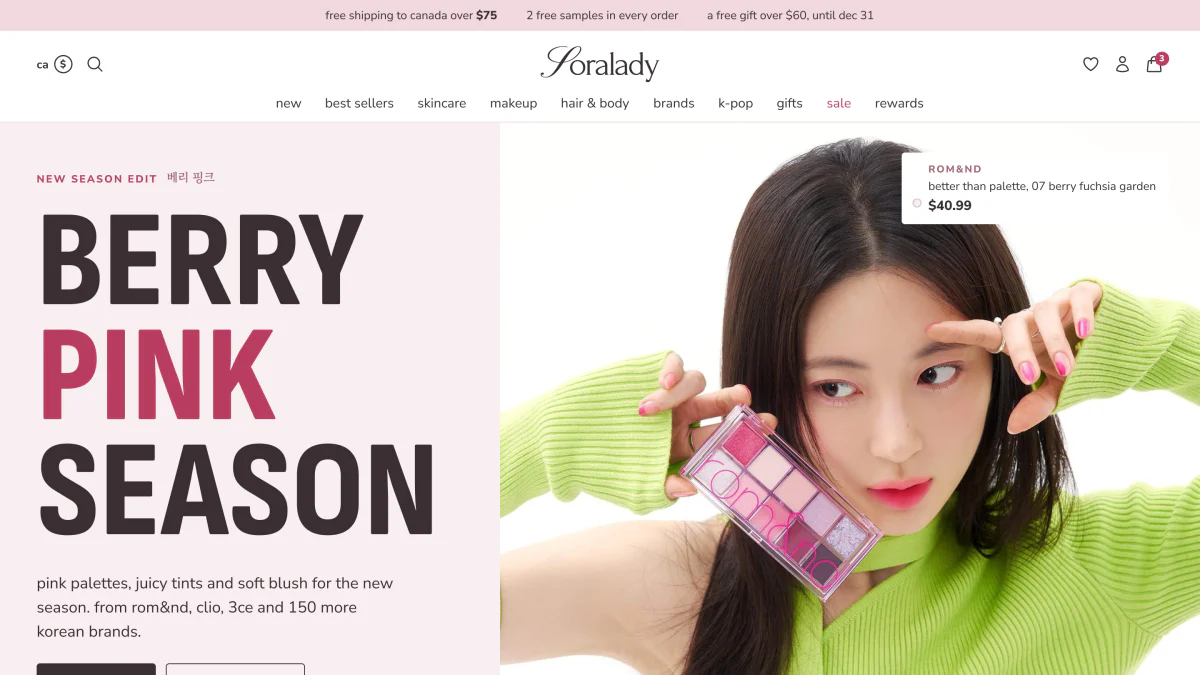 Soralady homepage built by Binevi Corporation